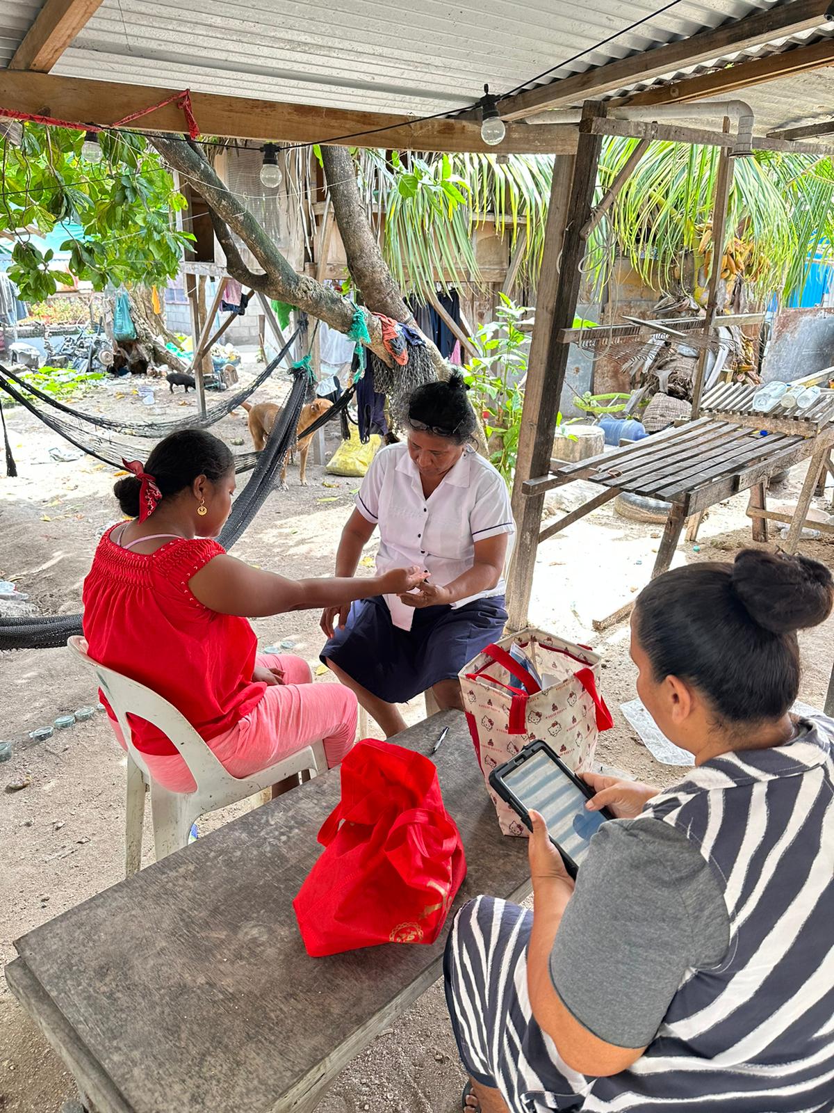 Skin examination during the prevalence survey in Kiribati, WSP 2023